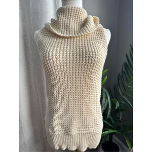 Trina Turk Cowl Neck Chunky Sweater Sleeveless Top Cotton Beach Cover‎
